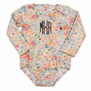 Baby girl swim suit Long-Sleeve One-Piece Swimsuit - Floral Pastel 12-18 months